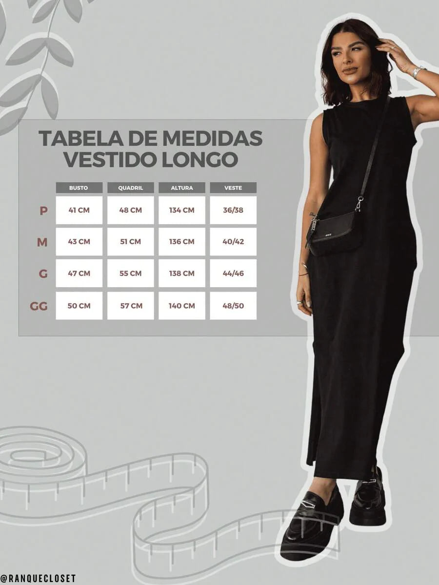 Vestido Blogueira Feminino Algodão Longo Cavado Confort