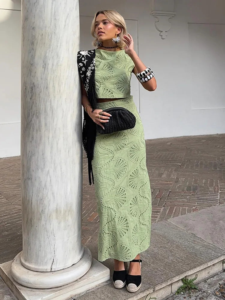 Conjunto Maristella™ - Com Renda Artesanal Floral / Estilo e Conforto Casual Chic para Looks Memoráveis!