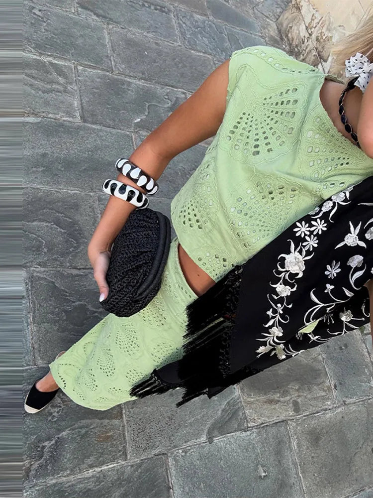 Conjunto Maristella™ - Com Renda Artesanal Floral / Estilo e Conforto Casual Chic para Looks Memoráveis!