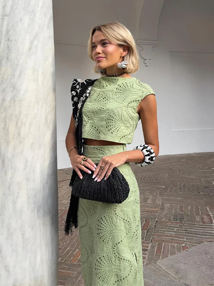 Conjunto Maristella™ - Com Renda Artesanal Floral / Estilo e Conforto Casual Chic para Looks Memoráveis!