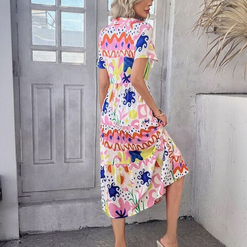 Vestido Bonjour™ Com Gola Camisaria e Estampas Exclusivas / Alegria e Elegância em Uma Só Peça!