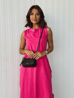 Vestido Blogueira Feminino Algodão Longo Cavado Confort