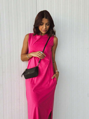 Vestido Blogueira Feminino Algodão Longo Cavado Confort