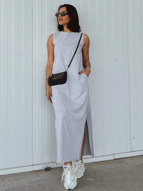 Vestido Blogueira Feminino Algodão Longo Cavado Confort