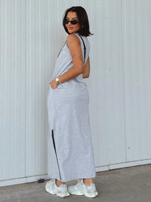 Vestido Blogueira Feminino Algodão Longo Cavado Confort