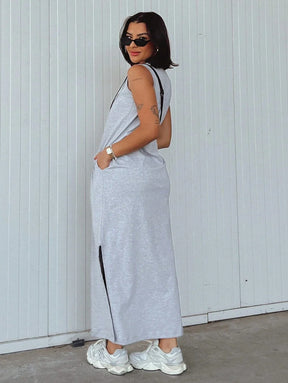 Vestido Blogueira Feminino Algodão Longo Cavado Confort