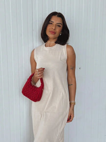 Vestido Blogueira Feminino Algodão Longo Cavado Confort