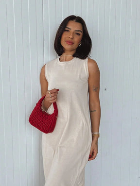 Vestido Blogueira Feminino Algodão Longo Cavado Confort