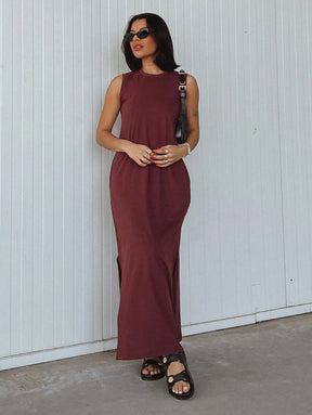 Vestido Blogueira Feminino Algodão Longo Cavado Confort