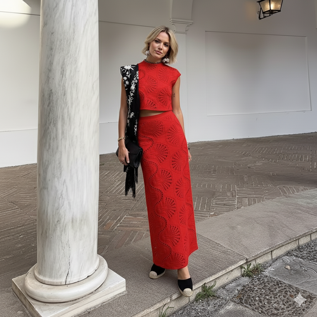 Conjunto Maristella™ - Com Renda Artesanal Floral / Estilo e Conforto Casual Chic para Looks Memoráveis!