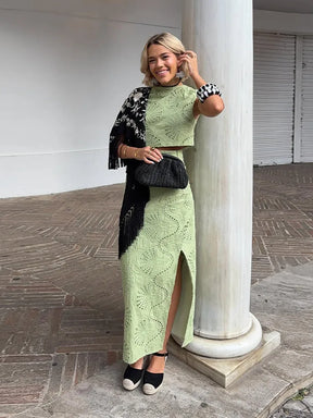 Conjunto Maristella™ - Com Renda Artesanal Floral / Estilo e Conforto Casual Chic para Looks Memoráveis!