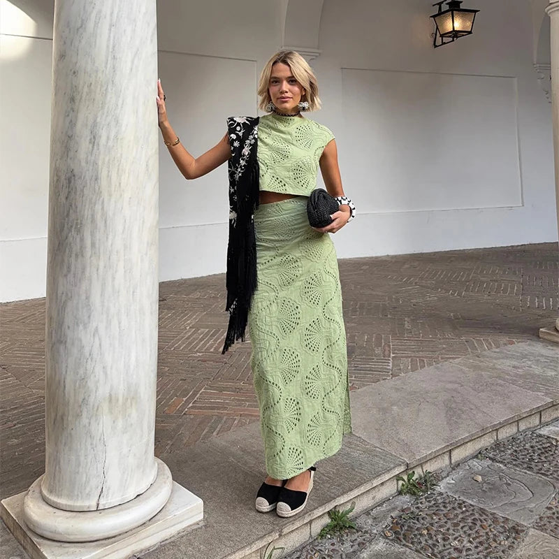 Conjunto Maristella™ - Com Renda Artesanal Floral / Estilo e Conforto Casual Chic para Looks Memoráveis!