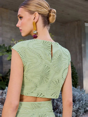 Conjunto Maristella™ - Com Renda Artesanal Floral / Estilo e Conforto Casual Chic para Looks Memoráveis!